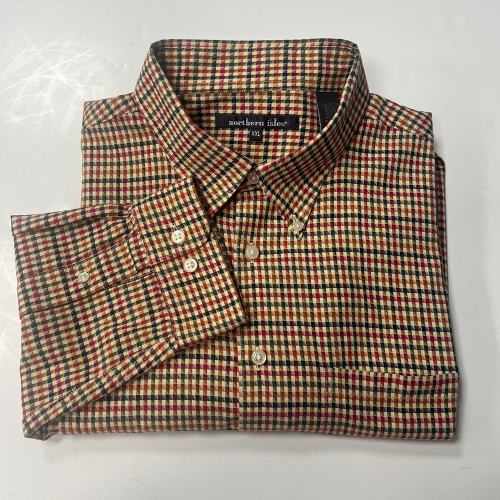 Northern Isles Plaid Button Down Shirt‎ Long Sleeve Casual XXL